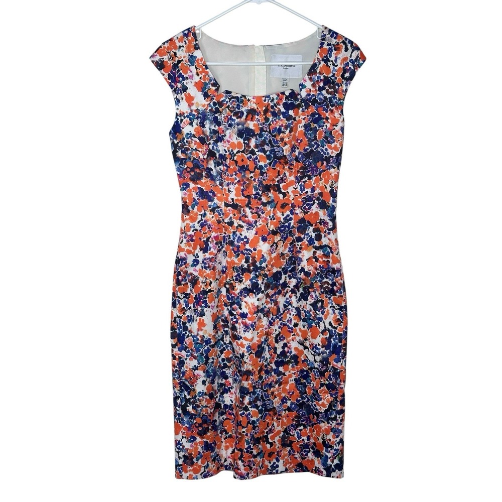 L.K. Bennett London Pencil Shift Dress Orange DR Verena Knee Length US 4 Lined